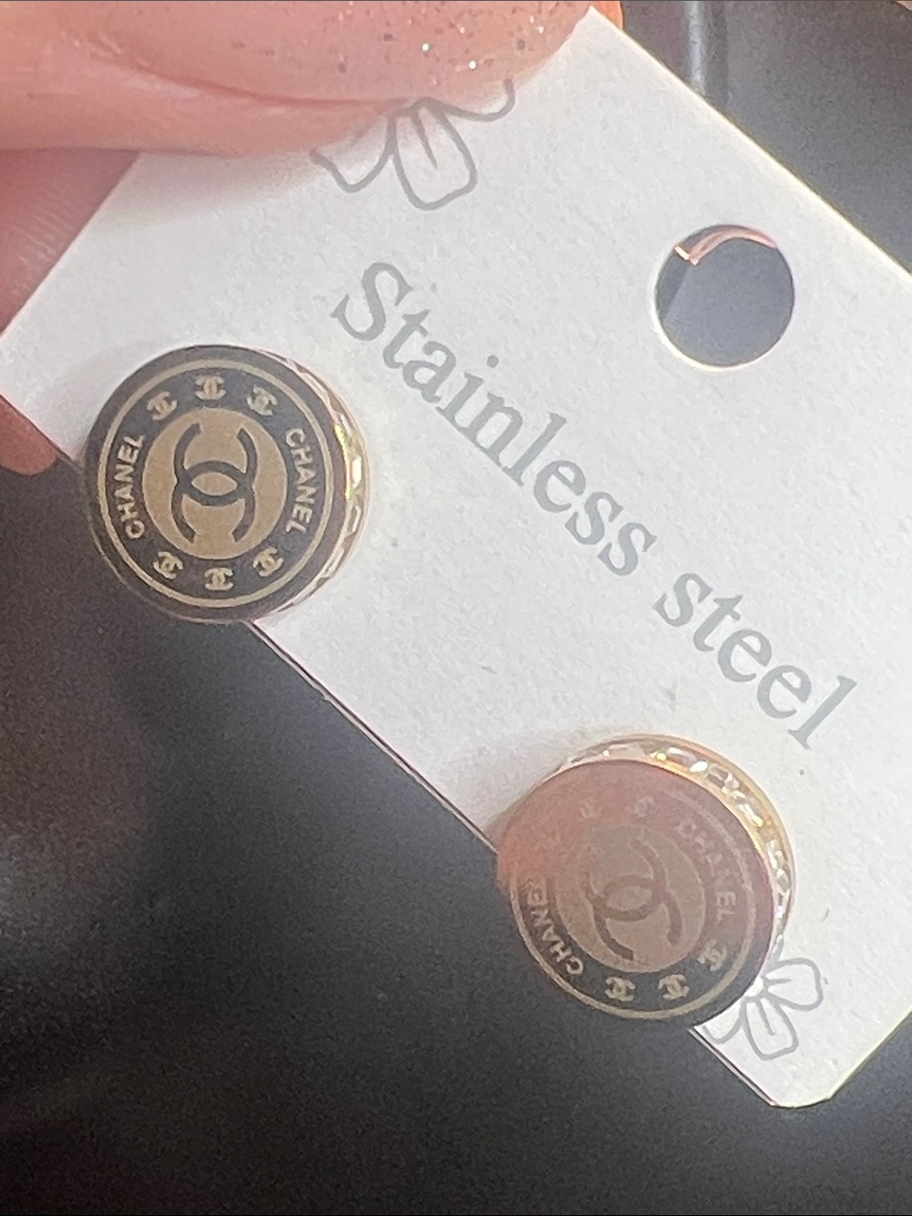 Gold-Tone Round Logo Stud Earrings